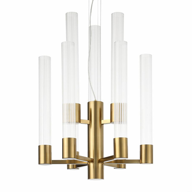 Люстра Jenae Glass Tubes Chandelier 9 Латунь Прозрачное Стекло Люстра Jenae Glass Tubes Chandelier 9 Латунь Прозрачное Стекло в Кирове | Loft Concept