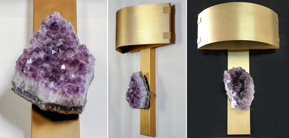 Бра Natural Amethyst and Curved Shades Wall Lamp Бра Natural Amethyst and Curved Shades Wall Lamp - Loft-Concept в Кирове