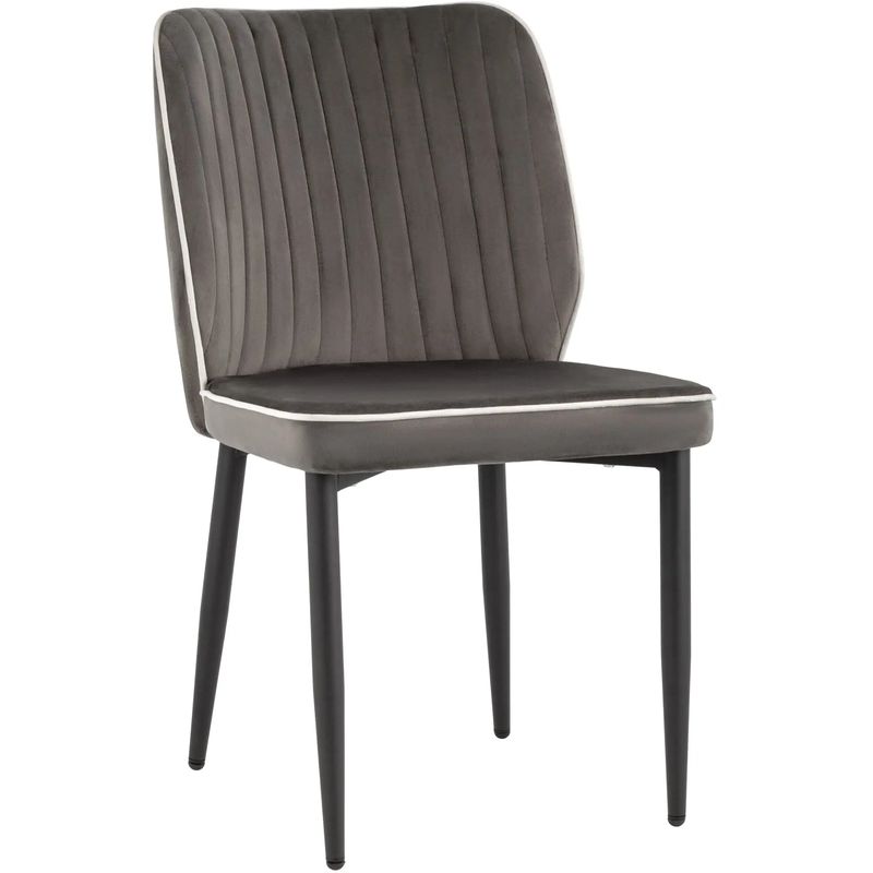 Стул Lawrence Chair Серый Велюр Белый кант Серый Белый Черный Стул Lawrence Chair Серый Велюр Белый кант Серый Белый Черный в Кирове | Loft Concept