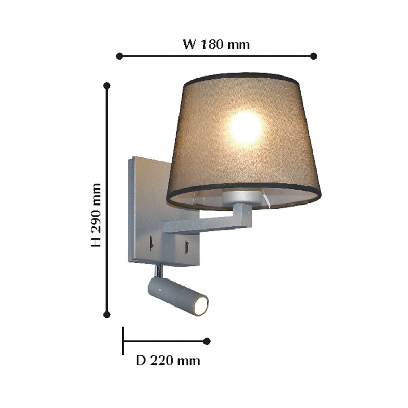 Бра с абажуром и поворотным спотом Trumpet Lamp Grey Бра с абажуром и поворотным спотом Trumpet Lamp Grey в Кирове