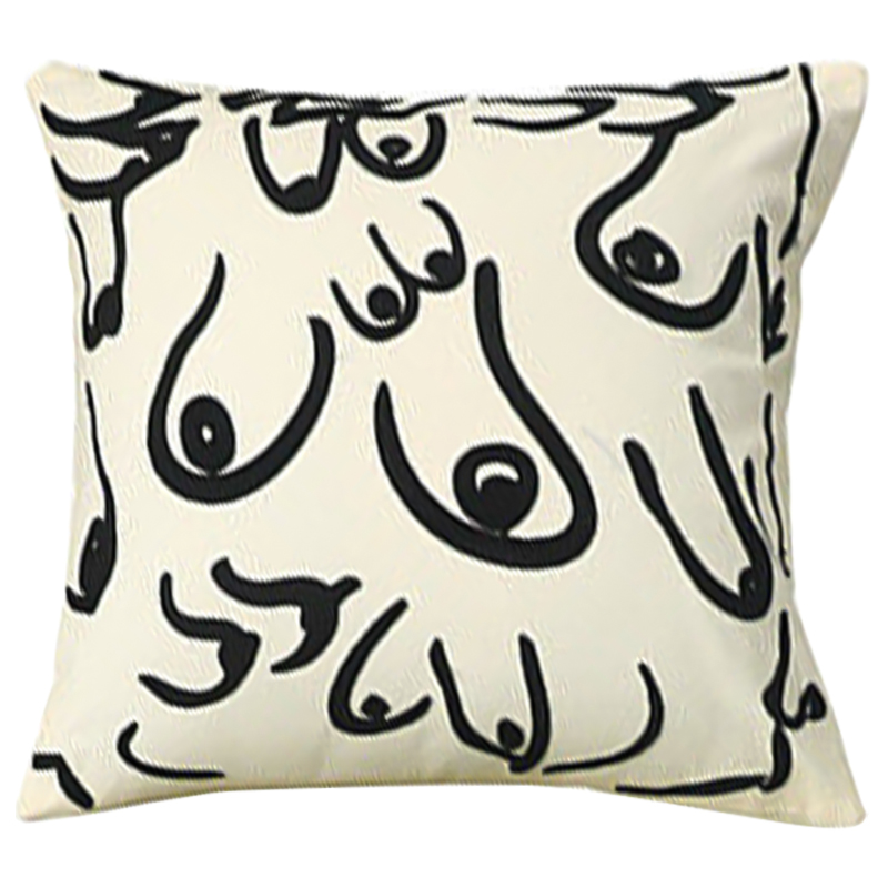 Декоративная подушка Breast Pattern Cushion Белый Черный Декоративная подушка Breast Pattern Cushion Белый Черный в Кирове | Loft Concept