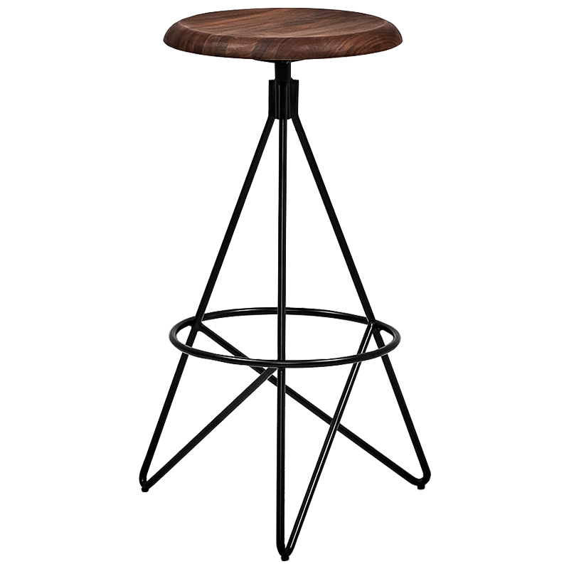 Барный стул Star Loft Stool Черный Коричневый Барный стул Star Loft Stool Черный Коричневый в Кирове | Loft Concept