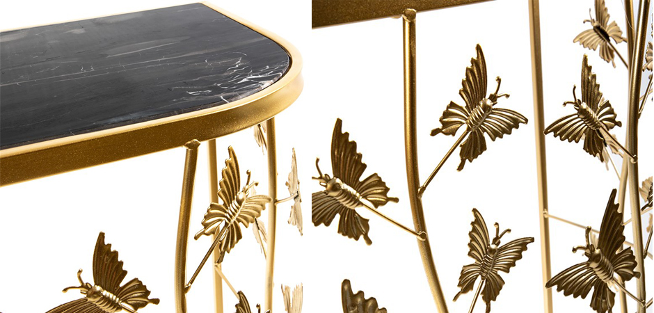 Консоль Gold Butterfly чёрный мрамор Консоль Gold Butterfly чёрный мрамор - Loft-Concept в Кирове