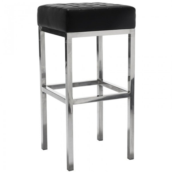 Барный стул  Florence Knoll Bar Stool Черный Серебряный в Кирове | Loft Concept 