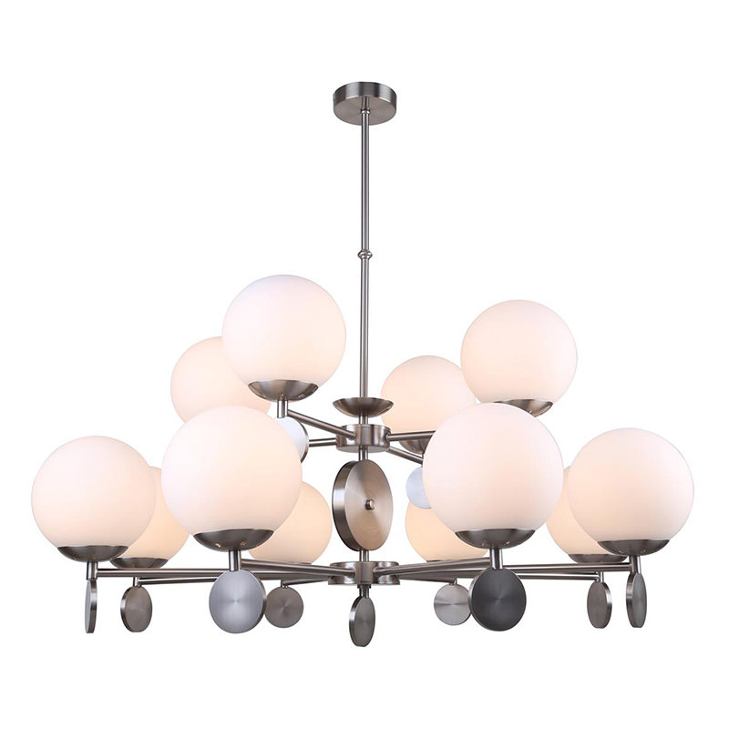 Люстра Kyran Nickel Chandelier 12 Никель Белый Люстра Kyran Nickel Chandelier 12 Никель Белый в Кирове | Loft Concept