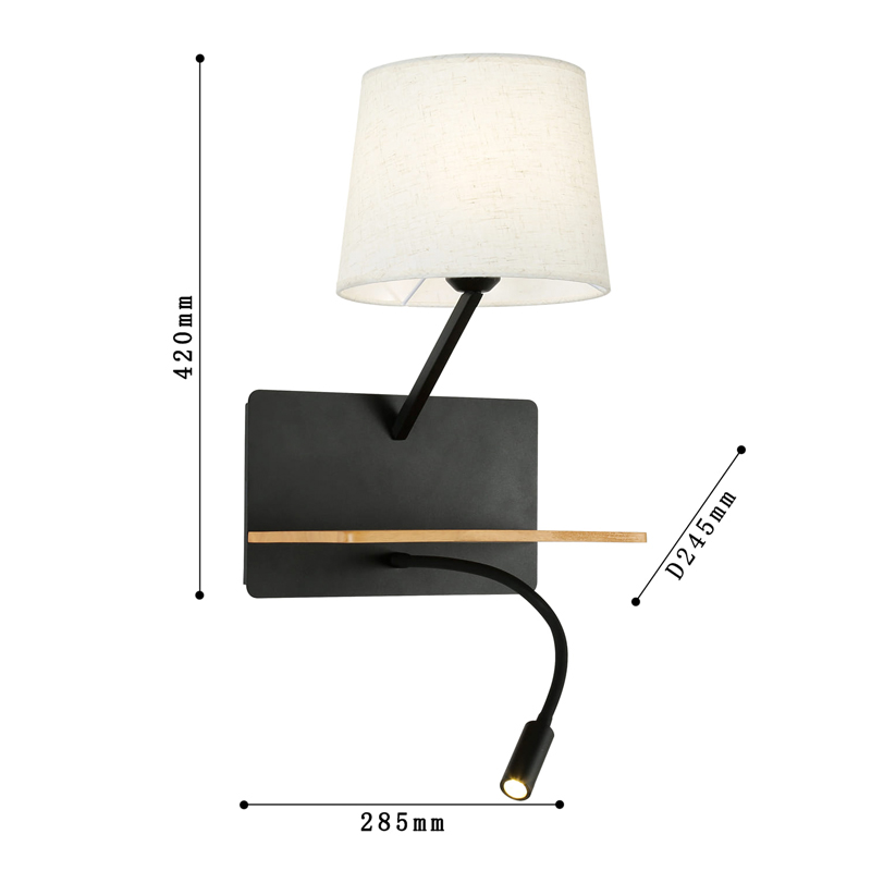 Бра с абажуром и гибким спотом Trumpet Wall Black USB Бра с абажуром и гибким спотом Trumpet Wall Black USB в Кирове