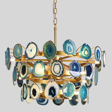 Люстра Agate Burst Chandelier 3 Round blue Зеленый Золотой Люстра Agate Burst Chandelier 3 Round blue Зеленый Золотой в Кирове | Loft Concept