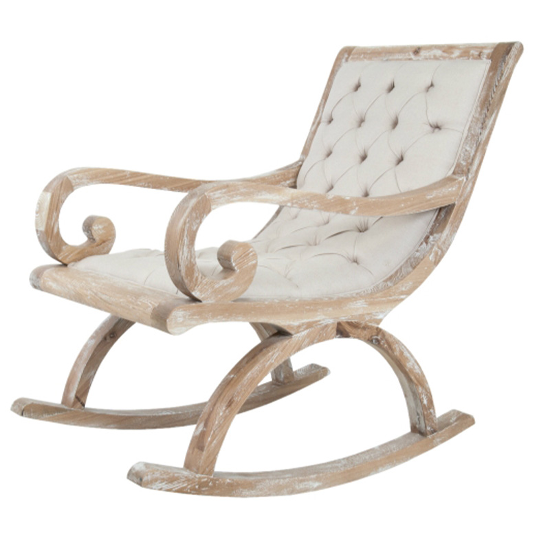 Кресло-качалка с мягкой обивкой из льна Ella Armchair beige Бежевый Коричневый в Кирове | Loft Concept 