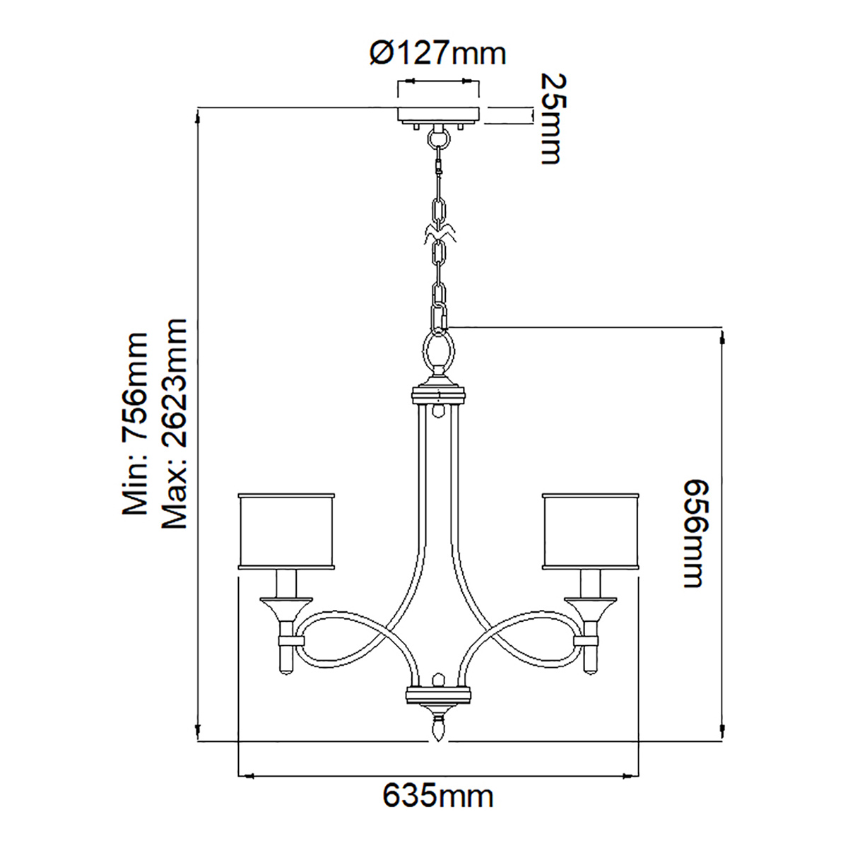 Люстра с белыми тканевыми абажурами в прозрачных стеклянных цилиндрах Kichler в Кирове