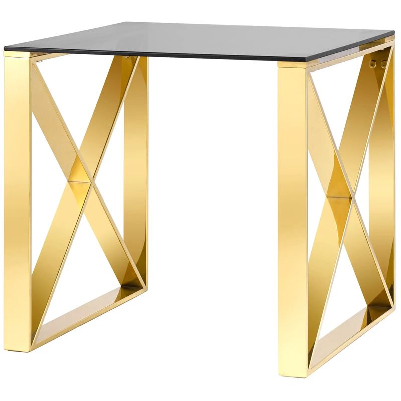 Стол приставной Lannes Collection Gold Золотой Стекло Смок Стол приставной Lannes Collection Gold Золотой Стекло Смок в Кирове | Loft Concept