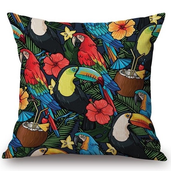 Декоративная подушка Toucans and Flowers Декоративная подушка Toucans and Flowers в Кирове | Loft Concept