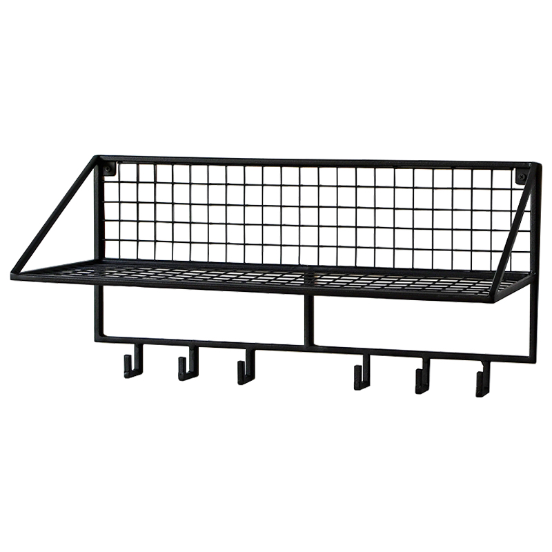 Вешалка с полкой Rhian Industrial Metal Rust Shelf Black S Черный Вешалка с полкой Rhian Industrial Metal Rust Shelf Black S Черный в Кирове | Loft Concept