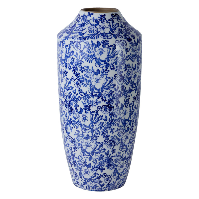 Ваза с синим цветочным узором Blue & White Ornament Белый Синий Ваза с синим цветочным узором Blue & White Ornament Белый Синий в Кирове | Loft Concept