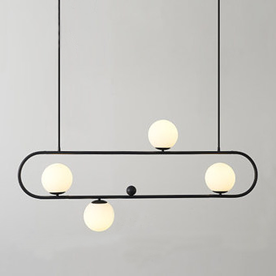 Люстра Horizontal Balls Balance Black 4 Черный Белый Люстра Horizontal Balls Balance Black 4 Черный Белый в Кирове | Loft Concept