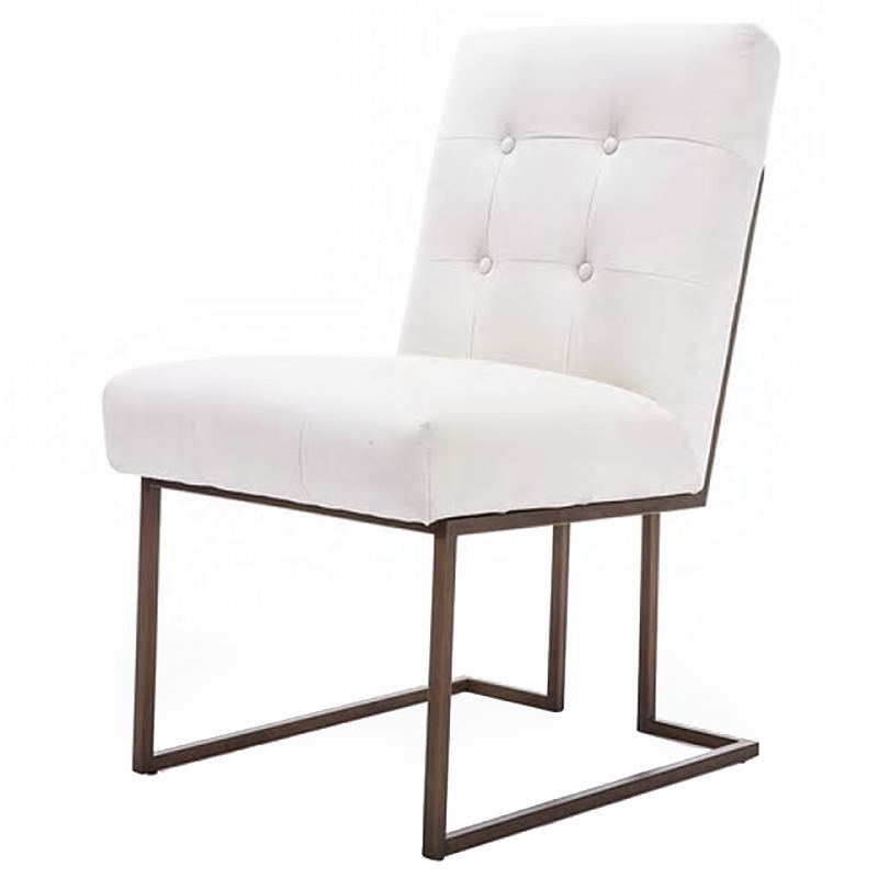 Стул обеденный Burleigh Dining Chair Pearl Iron Белый Коричневый Стул обеденный Burleigh Dining Chair Pearl Iron Белый Коричневый в Кирове | Loft Concept