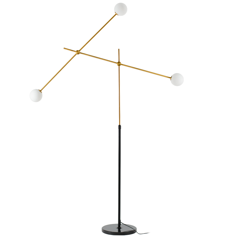 Торшер Baton FLOR LAMP 3 Черный Белый Латунь Торшер Baton FLOR LAMP 3 Черный Белый Латунь в Кирове | Loft Concept