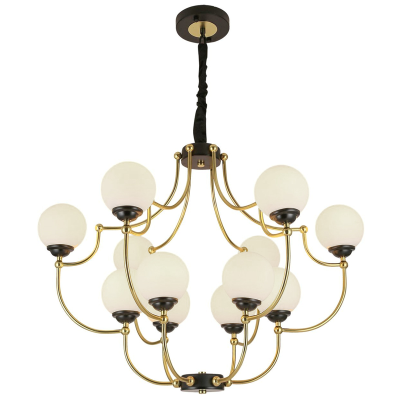 Люстра White Ball Valley Arredoluce Chandelier 12 Прозрачный белый Латунь Черный Люстра White Ball Valley Arredoluce Chandelier 12 Прозрачный белый Латунь Черный в Кирове | Loft Concept