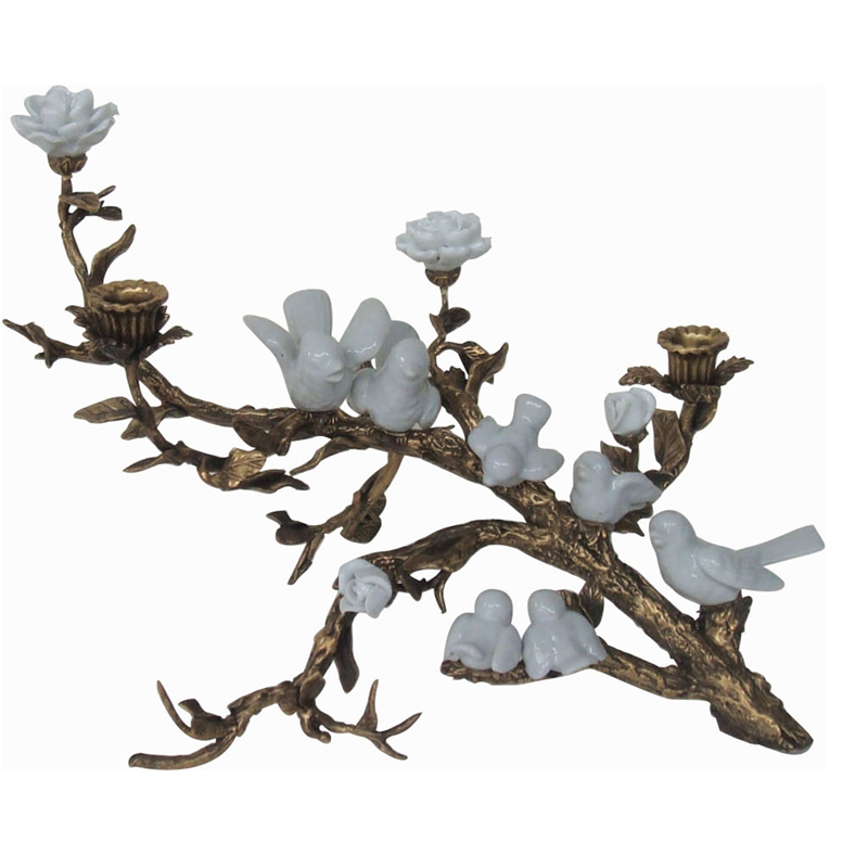 Подсвечник Bronze Branch Candlestick Белый Бронза Подсвечник Bronze Branch Candlestick Белый Бронза в Кирове | Loft Concept