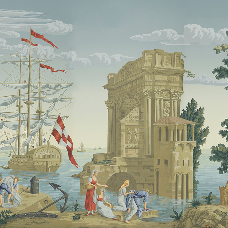Обои ручная роспись Views of Italy Azure on scenic paper Обои ручная роспись Views of Italy Azure on scenic paper в Кирове | Loft Concept