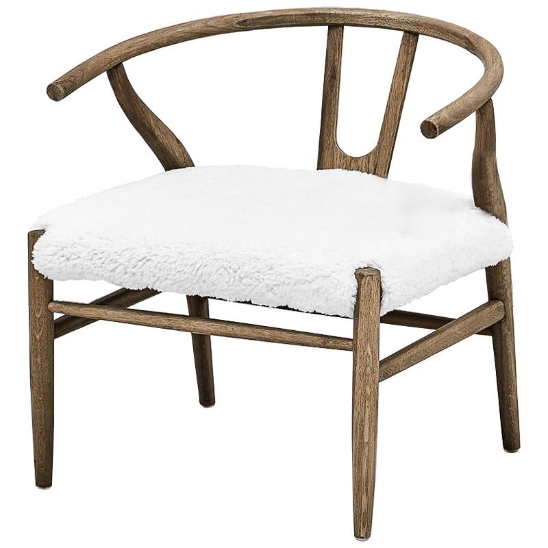 Стул Wishbone Faux Fur Stool Коричневый Белый Стул Wishbone Faux Fur Stool Коричневый Белый в Кирове | Loft Concept
