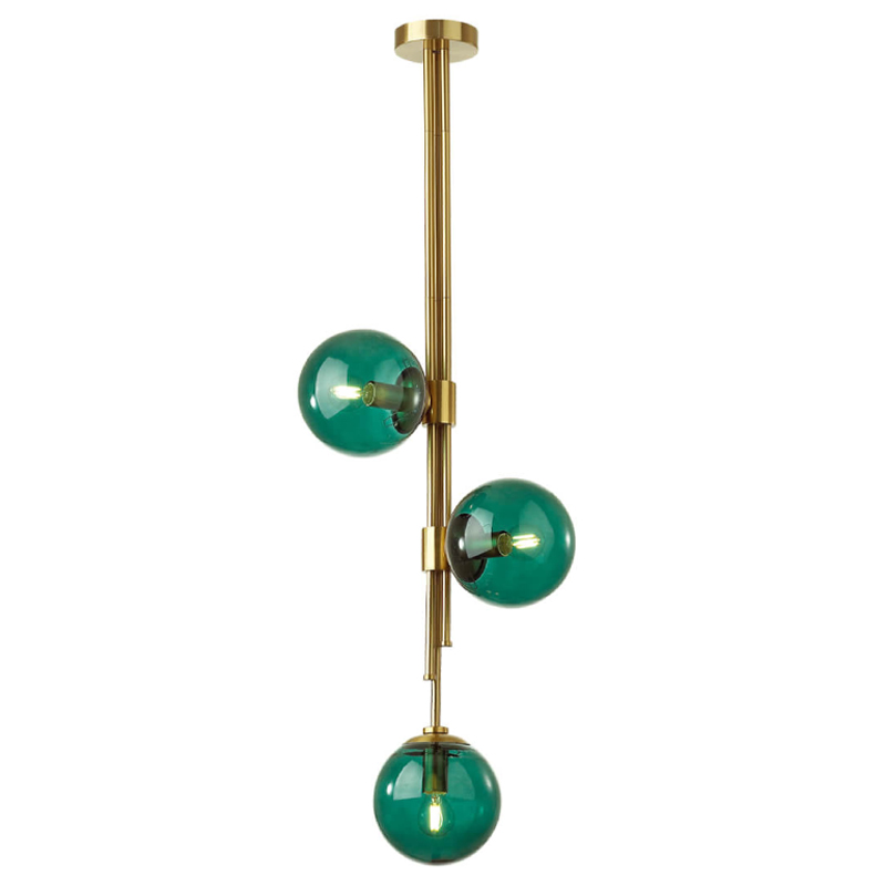 Светильник TRILOGY Ceiling Light Turquoise glass 100 Латунь Изумрудный Светильник TRILOGY Ceiling Light Turquoise glass 100 Латунь Изумрудный в Кирове | Loft Concept