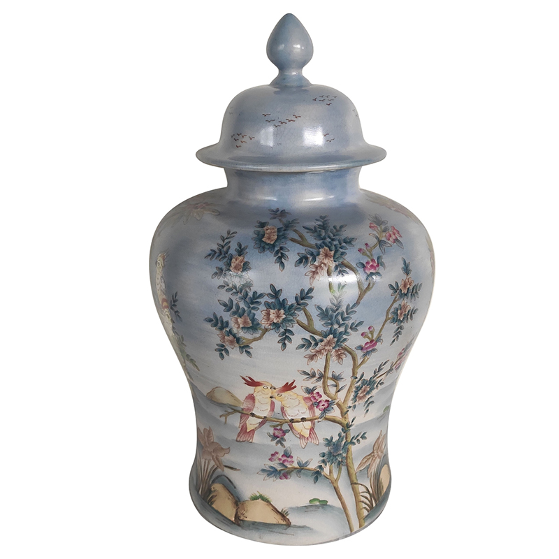 Ваза с крышкой Blue Vase Parrots Светло-голубой Мульти Ваза с крышкой Blue Vase Parrots Светло-голубой Мульти в Кирове | Loft Concept