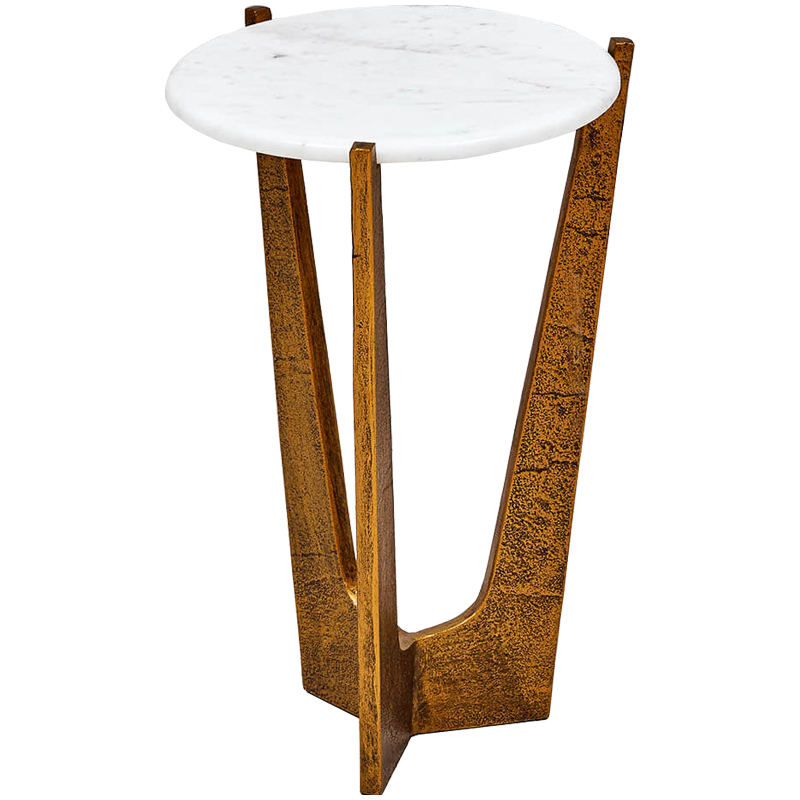 Приставной стол Anga Side Table Белый Винтажное Темное Золото Приставной стол Anga Side Table Белый Винтажное Темное Золото в Кирове | Loft Concept