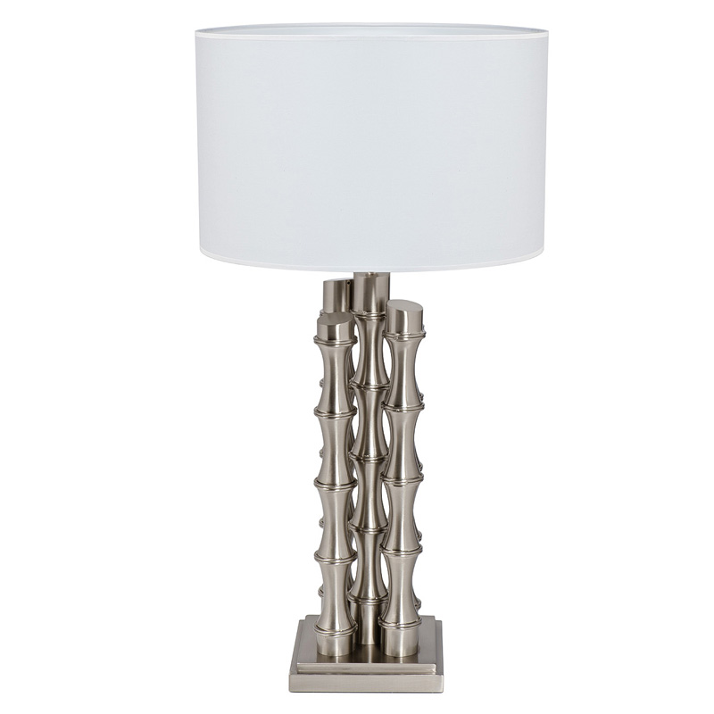 Настольная лампа с Белым Абажуром Damian Nickel Table Lamp Никель Сатин Белый Настольная лампа с Белым Абажуром Damian Nickel Table Lamp Никель Сатин Белый в Кирове | Loft Concept