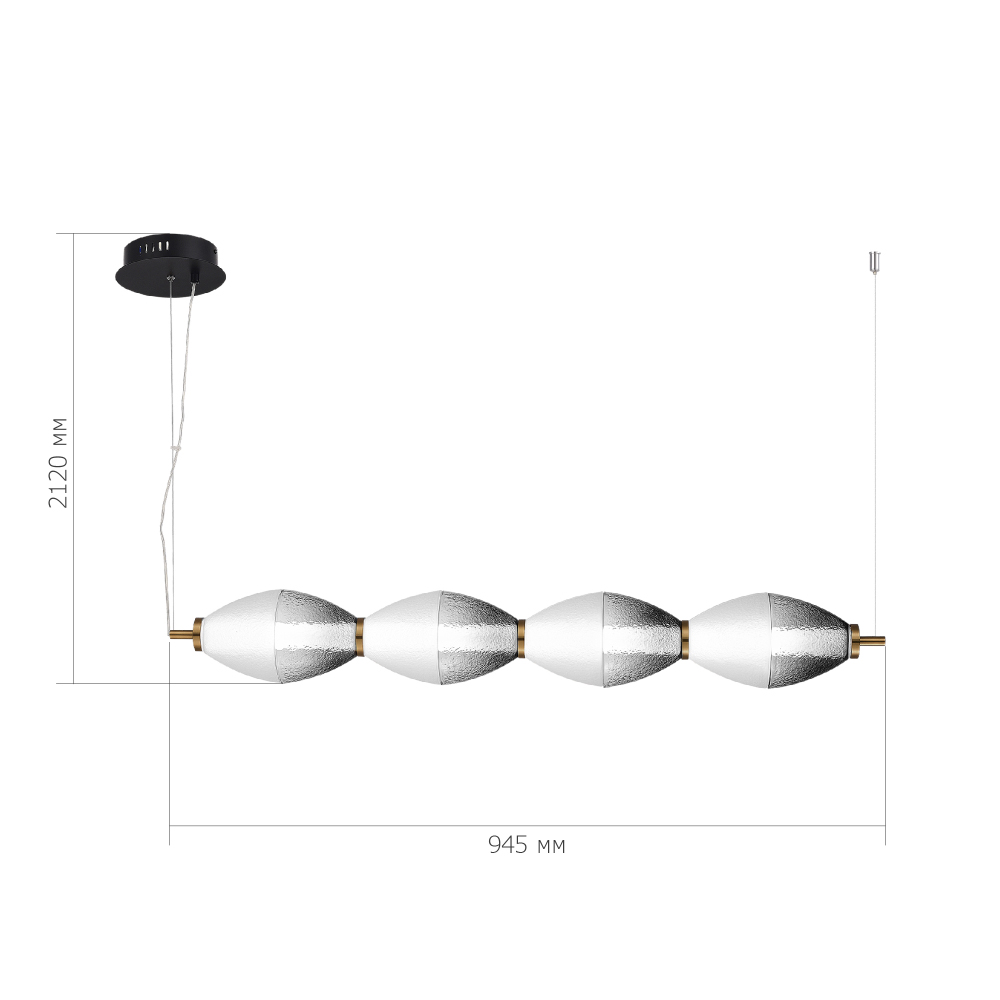 Подвесной светильник линейный в сочетании двух разных фактур стекла Enchanting в Кирове