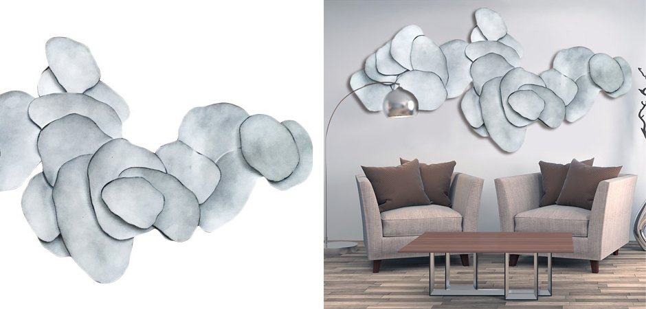 Арт-объект на стену Silver Blue Flakes Арт-объект на стену Silver Blue Flakes - Loft-Concept в Кирове