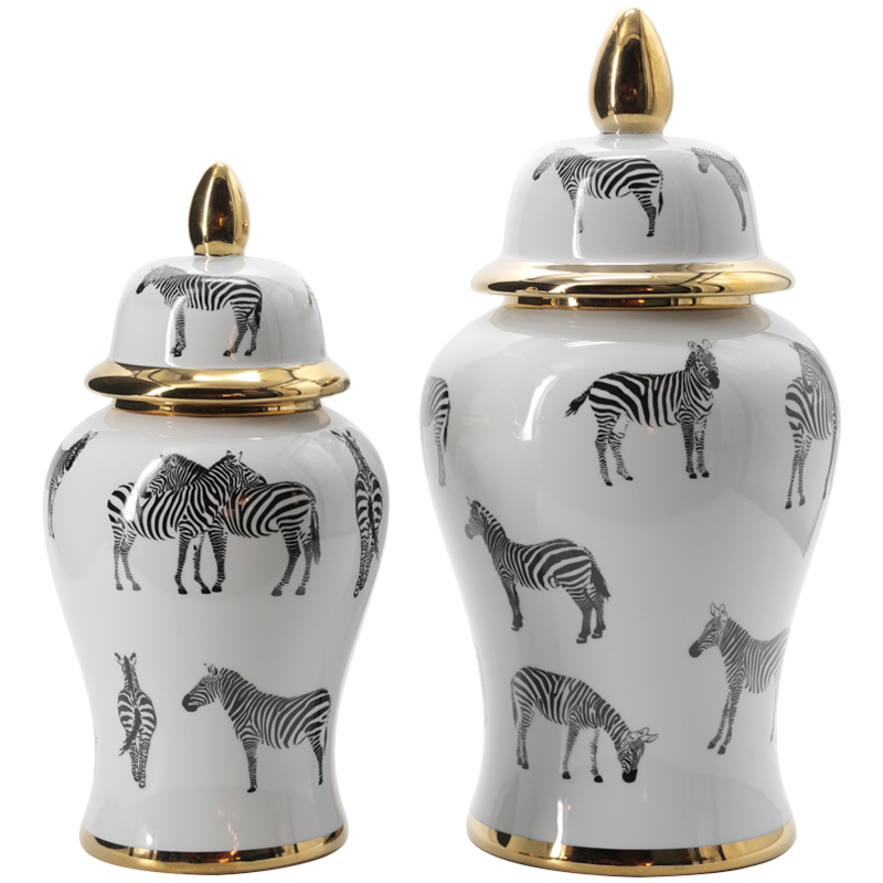 Ваза White Vase Zebra Черный Белый Золотой Ваза White Vase Zebra Черный Белый Золотой в Кирове | Loft Concept