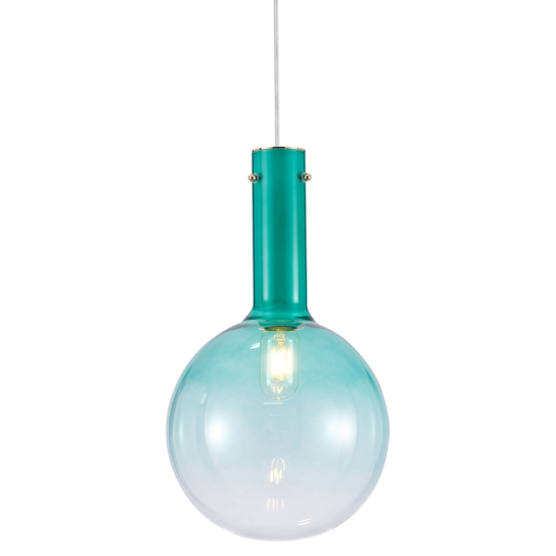 Подвесной светильник с выдувным плафоном AMBERY TURQUOISE Белый Бирюзовый в Кирове | Loft Concept 