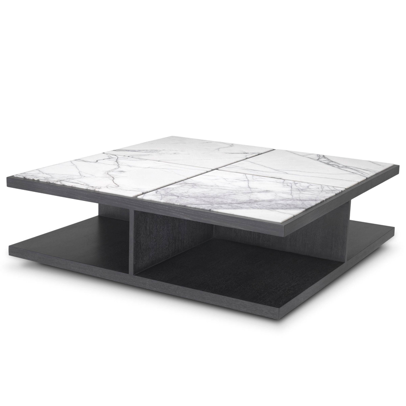 Кофейный стол Eichholtz Coffee Table Miguel Дерево Темно-Серый Белый Мрамор Bianco Кофейный стол Eichholtz Coffee Table Miguel Дерево Темно-Серый Белый Мрамор Bianco в Кирове | Loft Concept