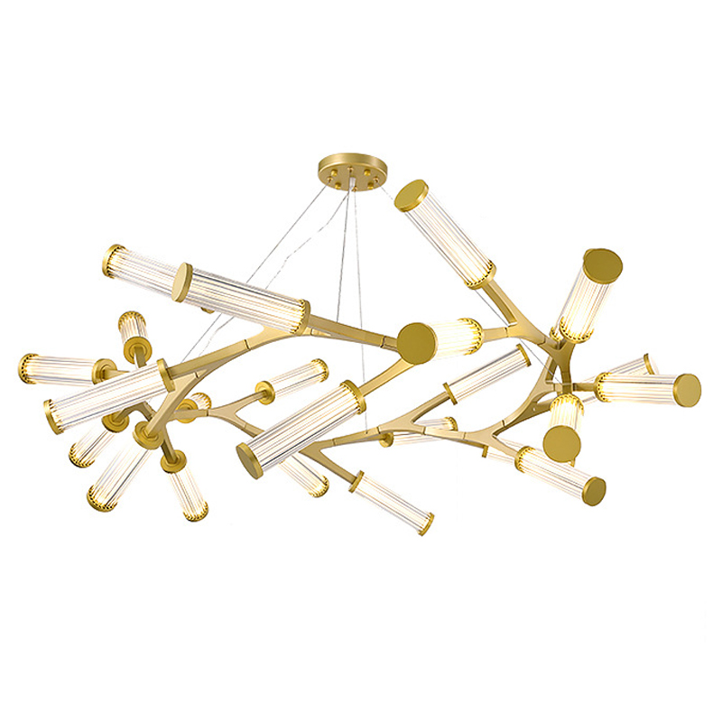Люстра Cylinder Branches Chandelier Ring Gold Золотой Прозрачный Люстра Cylinder Branches Chandelier Ring Gold Золотой Прозрачный в Кирове | Loft Concept
