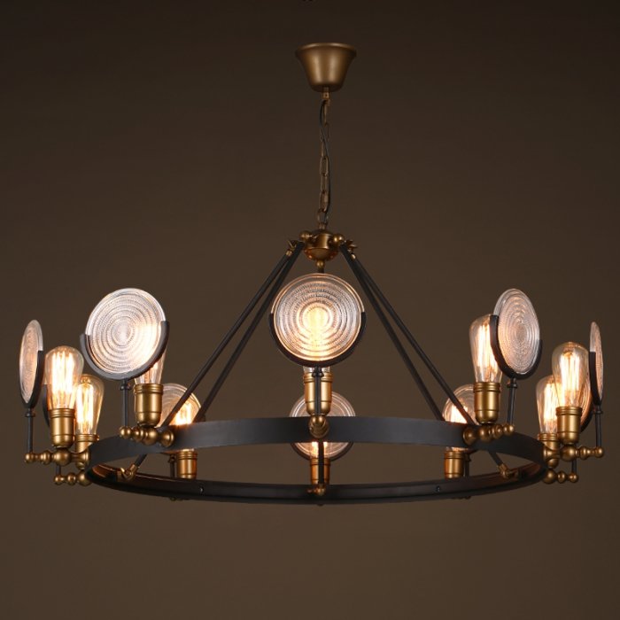 Люстра GASLIGHT LENS Chandelier 10 Черный Люстра GASLIGHT LENS Chandelier 10 Черный в Кирове | Loft Concept