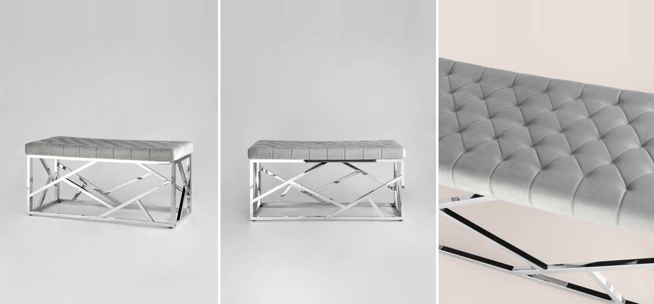 Банкетка серый велюр Geometry Serene Phoenix - фото