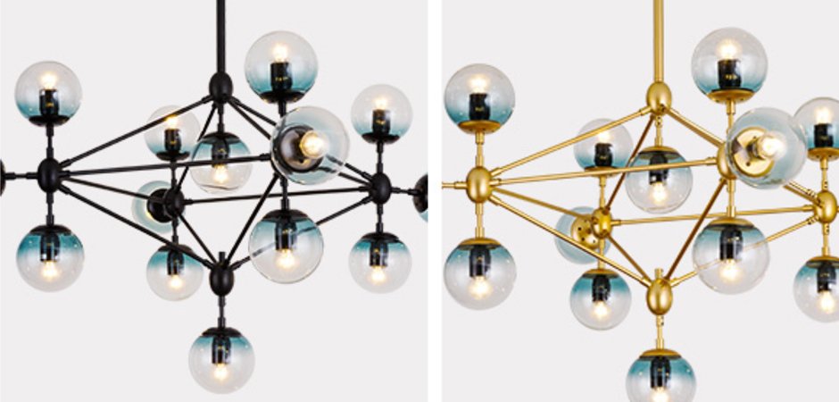 Люстра Modo Chandelier Globes Blue Ambre Gold Люстра Modo Chandelier Globes Blue Ambre Gold - Loft-Concept в Кирове