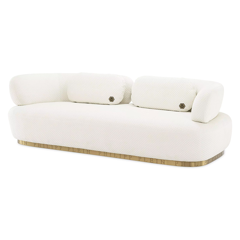 Диван Philipp Plein Sofa Signature Белый Белый Золотой Диван Philipp Plein Sofa Signature Белый Белый Золотой в Кирове | Loft Concept