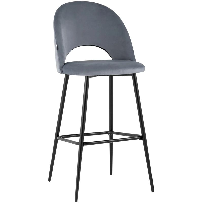 Барный Стул CLIFF Chair Серый Велюр Серый Черный в Кирове | Loft Concept 