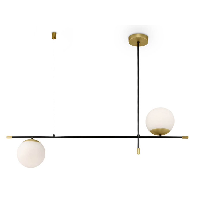Светильник Spike Two Balls Hanging Lamp Белый Золотой Черный Светильник Spike Two Balls Hanging Lamp Белый Золотой Черный в Кирове | Loft Concept