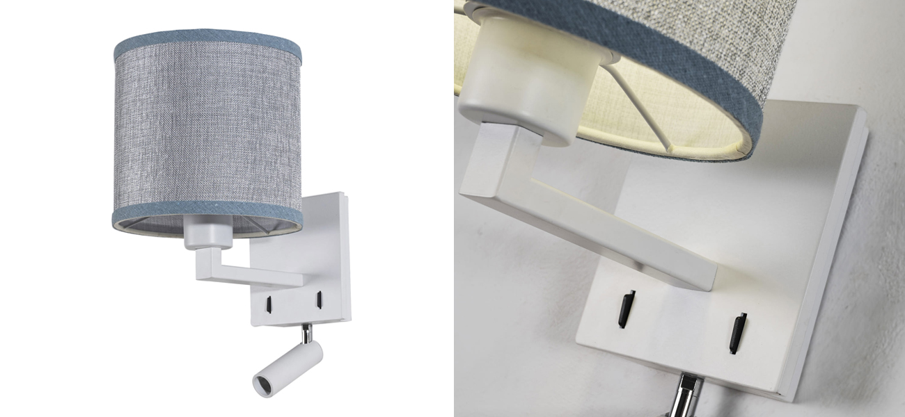 Бра с абажуром и поворотным спотом Trumpet Lamp White - фото №1