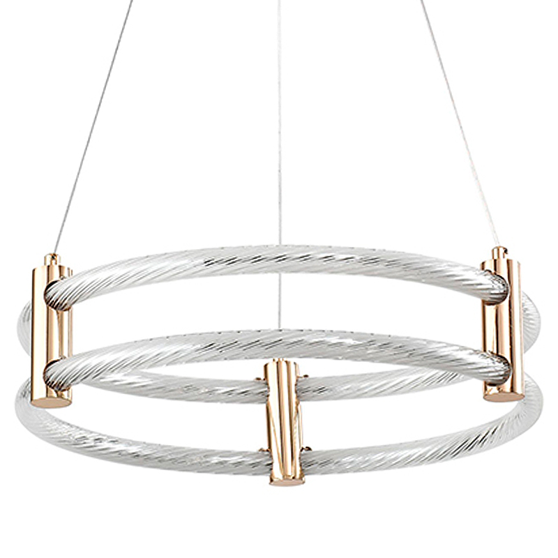Люстра подвесная светодиодная с 2-мя плафонами в форме колец Lighting Rings Gold Золотой Белый Люстра подвесная светодиодная с 2-мя плафонами в форме колец Lighting Rings Gold Золотой Белый в Кирове | Loft Concept