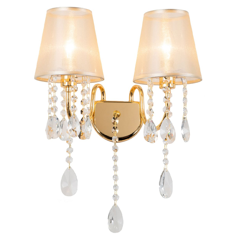 Двойное бра золотого цвета с хрустальным декором Dainty Light Золотой Янтарный Двойное бра золотого цвета с хрустальным декором Dainty Light Золотой Янтарный в Кирове | Loft Concept