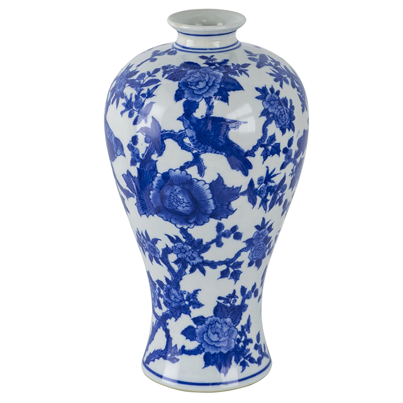 Ваза Bird in Flowers Vase Синий Белый Ваза Bird in Flowers Vase Синий Белый в Кирове | Loft Concept