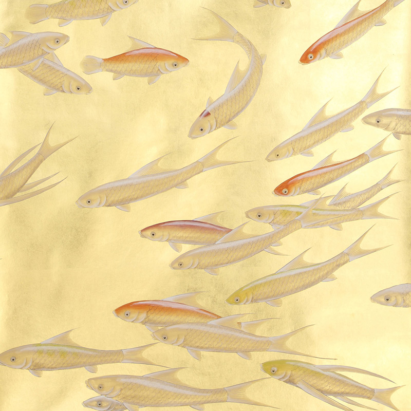 Обои ручная роспись Fishes Koi on Deep Rich Gold gilded paper Обои ручная роспись Fishes Koi on Deep Rich Gold gilded paper в Кирове | Loft Concept