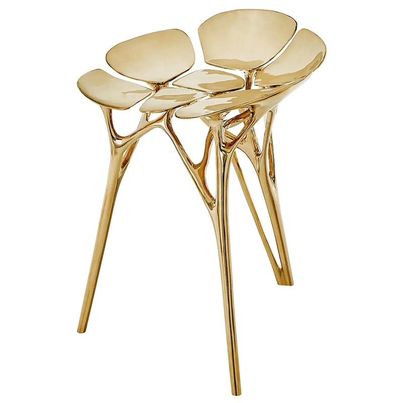 Барный стул Lotus Stool Side Table Gold Organic Form Золотой Барный стул Lotus Stool Side Table Gold Organic Form Золотой в Кирове | Loft Concept