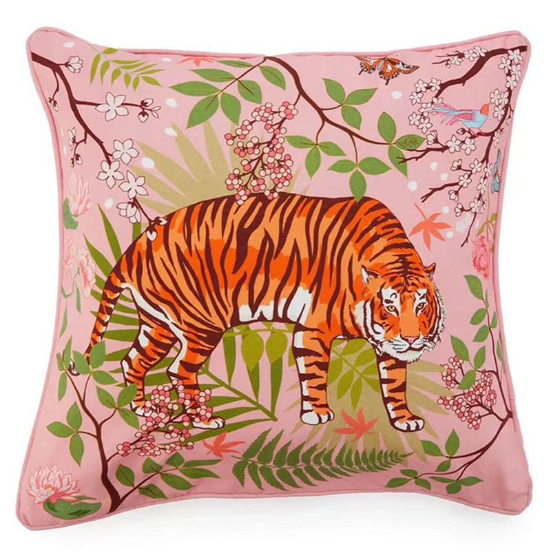 Декоративная подушка Tiger Pink Velvet Cushion Розовый Мульти Декоративная подушка Tiger Pink Velvet Cushion Розовый Мульти в Кирове | Loft Concept