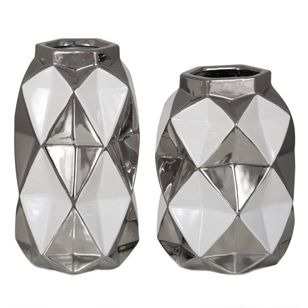 Ваза Origami Silver Серебряный Белый Ваза Origami Silver Серебряный Белый в Кирове | Loft Concept