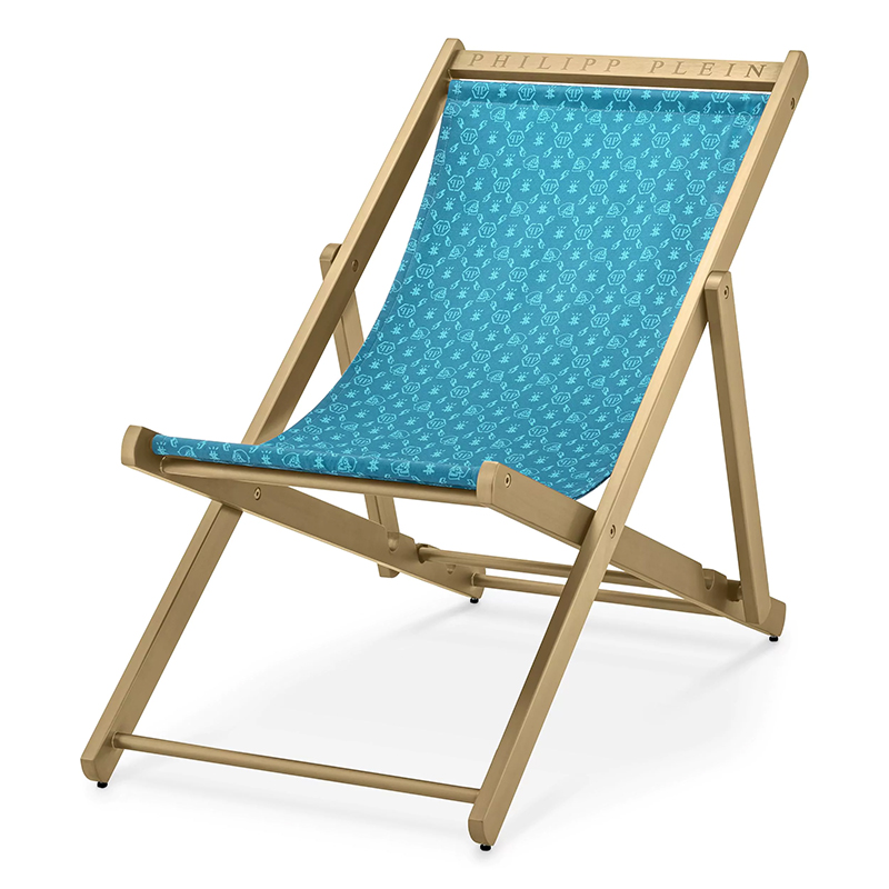 Кресло Philipp Plein Deck Chair Голубое Голубой Золотой Кресло Philipp Plein Deck Chair Голубое Голубой Золотой в Кирове | Loft Concept