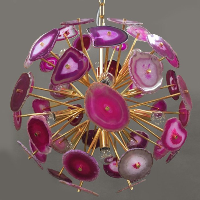 Люстра Agate Burst Chandelier Lilac Золотой Сиреневый Люстра Agate Burst Chandelier Lilac Золотой Сиреневый в Кирове | Loft Concept